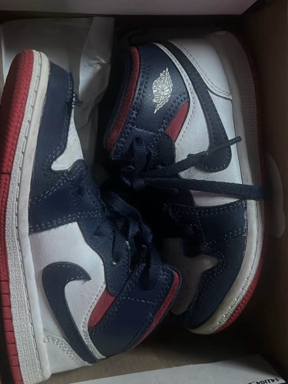 Jordan Kids Navy, White & Red High-Top Sneakers